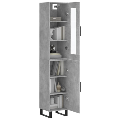 Hoge Kast 34,5X34X180 Cm Bewerkt Hout Betongrijs