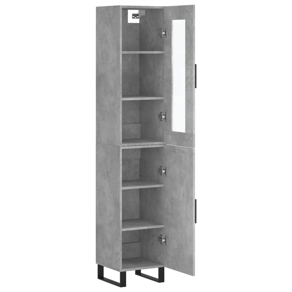 Hoge Kast 34,5X34X180 Cm Bewerkt Hout Betongrijs