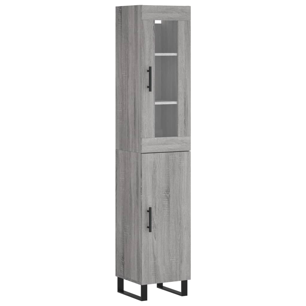 Hoge Kast 34,5X34X180 Cm Bewerkt Hout Grijs Sonoma Eikenkleurig