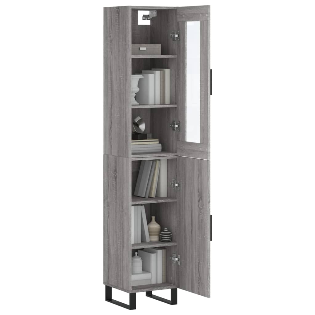 Hoge Kast 34,5X34X180 Cm Bewerkt Hout Grijs Sonoma Eikenkleurig