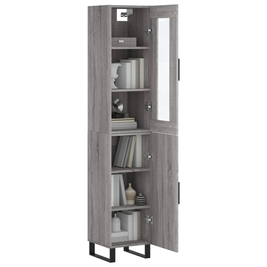 Hoge Kast 34,5X34X180 Cm Bewerkt Hout Grijs Sonoma Eikenkleurig