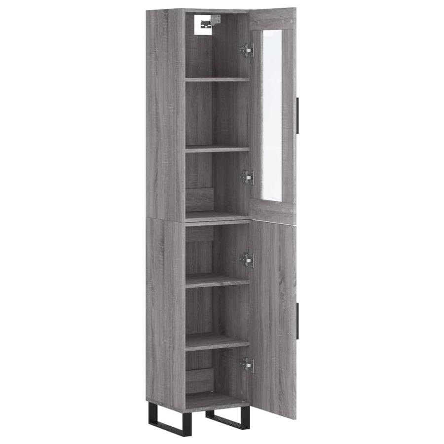 Hoge Kast 34,5X34X180 Cm Bewerkt Hout Grijs Sonoma Eikenkleurig