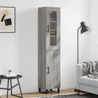Hoge kast 34,5x34x180 cm bewerkt hout grijs sonoma