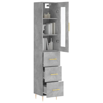Hoge Kast 34,5X34X180 Cm Bewerkt Hout Betongrijs
