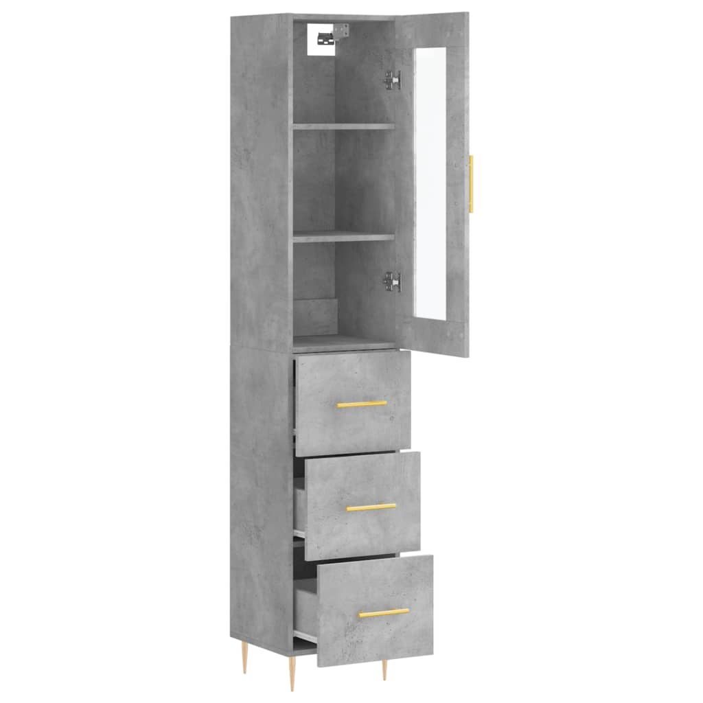 Hoge Kast 34,5X34X180 Cm Bewerkt Hout Betongrijs