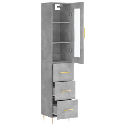 Hoge Kast 34,5X34X180 Cm Bewerkt Hout Betongrijs