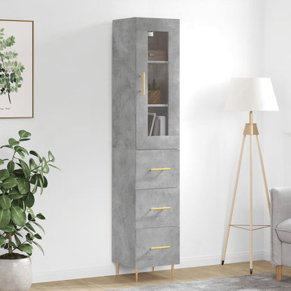 Hoge Kast 34,5X34X180 Cm Bewerkt Hout Betongrijs