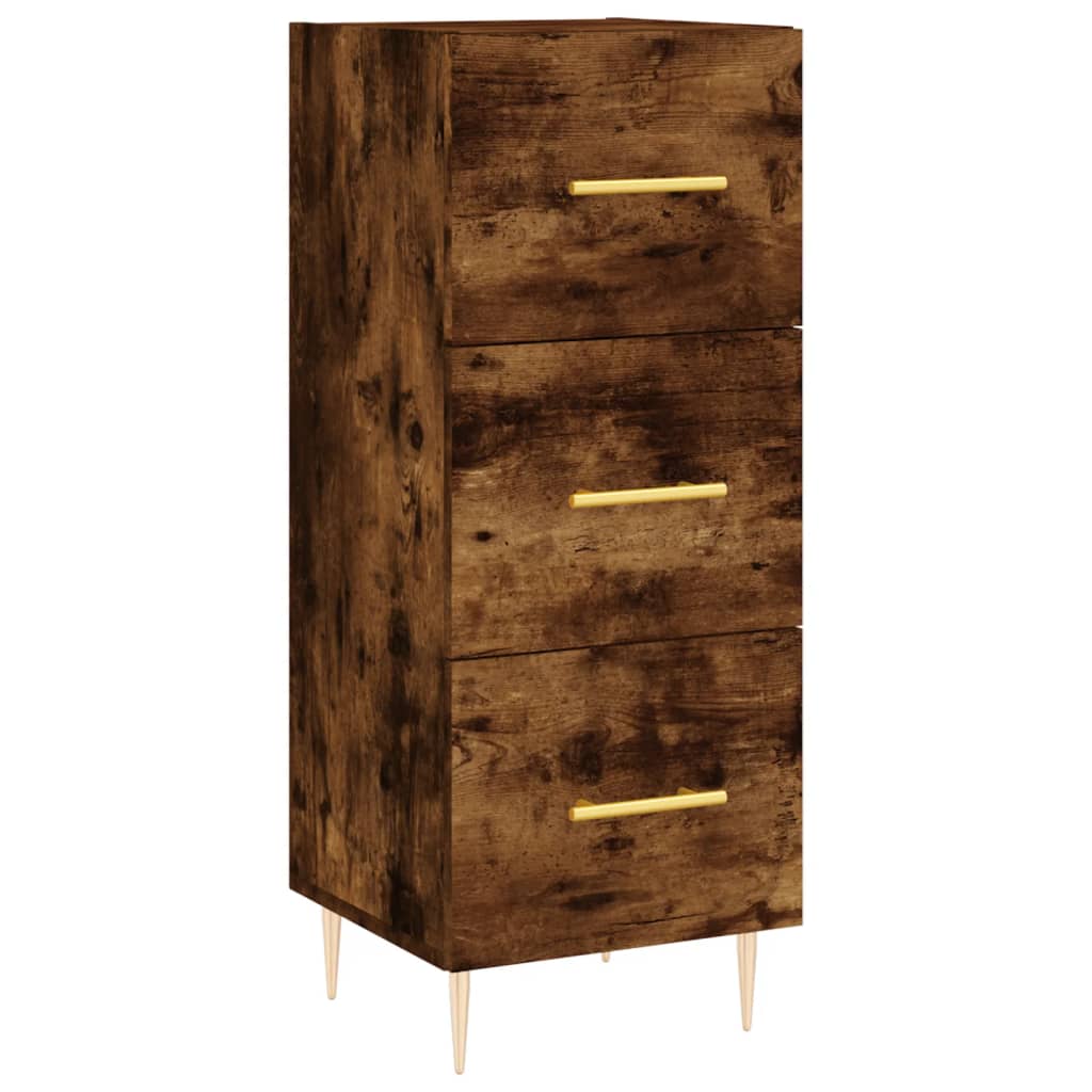 Hoge kast 34,5x34x180 cm bewerkt hout gerookt eikenkleurig