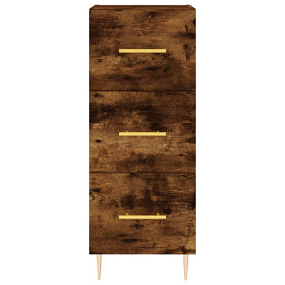 Hoge kast 34,5x34x180 cm bewerkt hout gerookt eikenkleurig