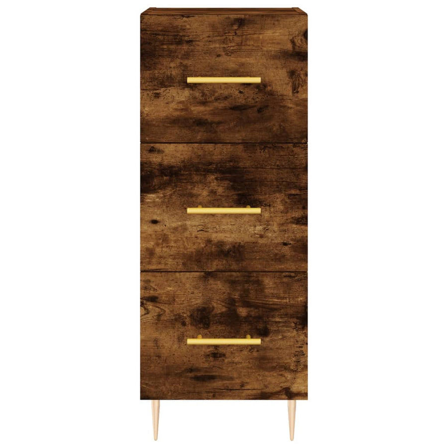 Hoge kast 34,5x34x180 cm bewerkt hout gerookt eikenkleurig