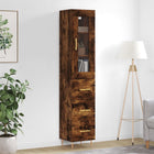 Hoge kast 34,5x34x180 cm bewerkt hout gerookt eiken