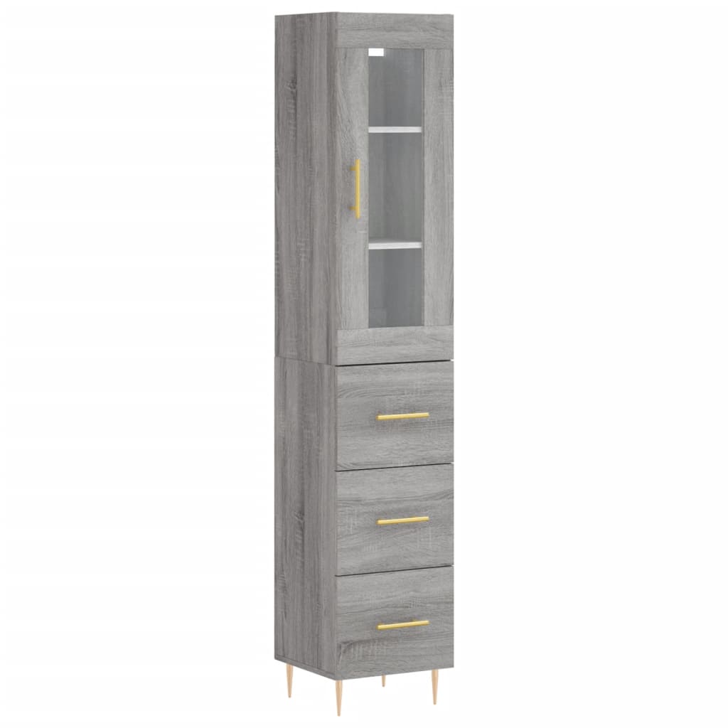Hoge Kast 34,5X34X180 Cm Bewerkt Hout Grijs Sonoma Eikenkleurig