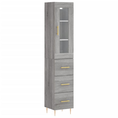 Hoge Kast 34,5X34X180 Cm Bewerkt Hout Grijs Sonoma Eikenkleurig