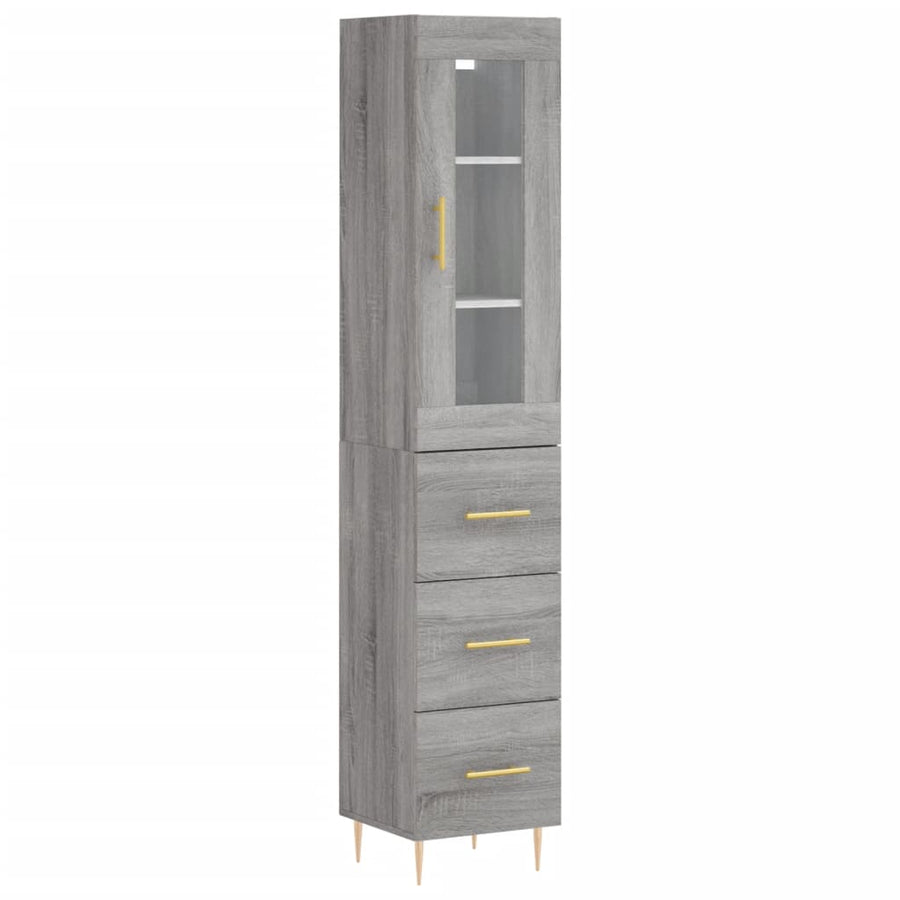 Hoge Kast 34,5X34X180 Cm Bewerkt Hout Grijs Sonoma Eikenkleurig