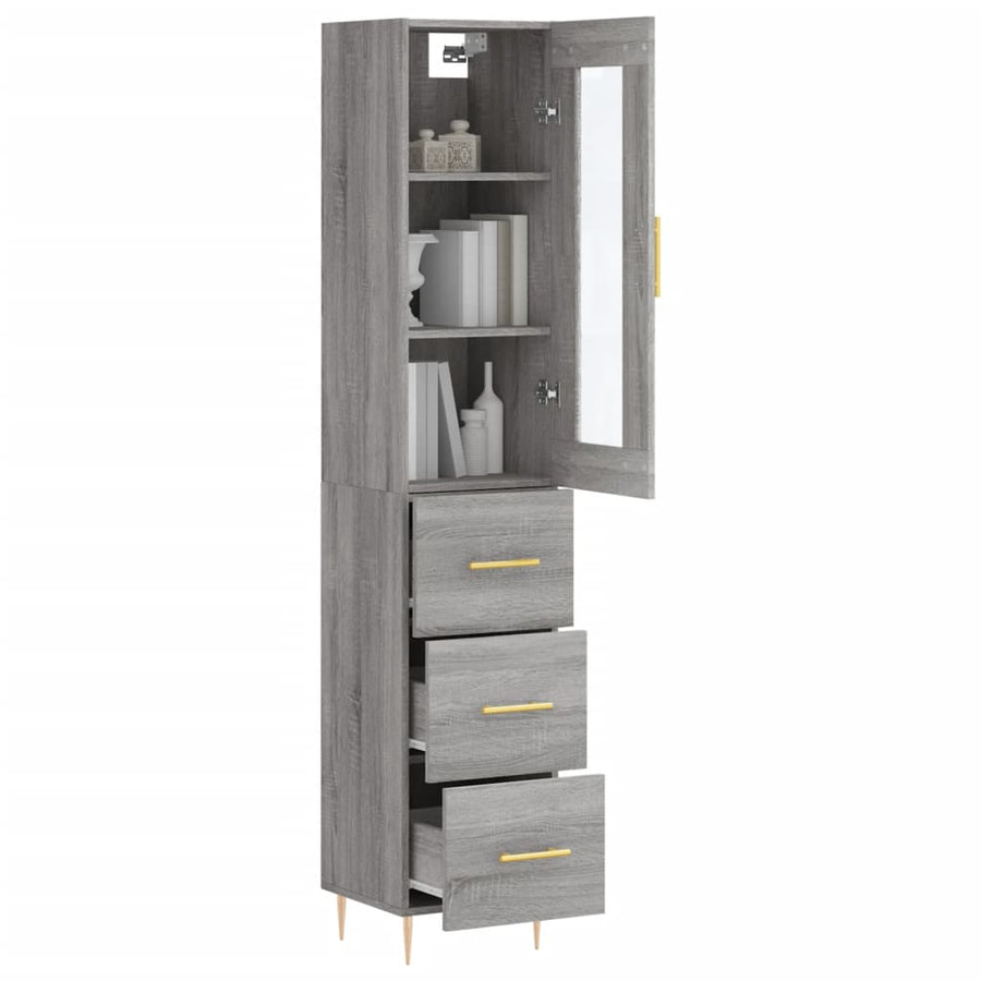 Hoge Kast 34,5X34X180 Cm Bewerkt Hout Grijs Sonoma Eikenkleurig
