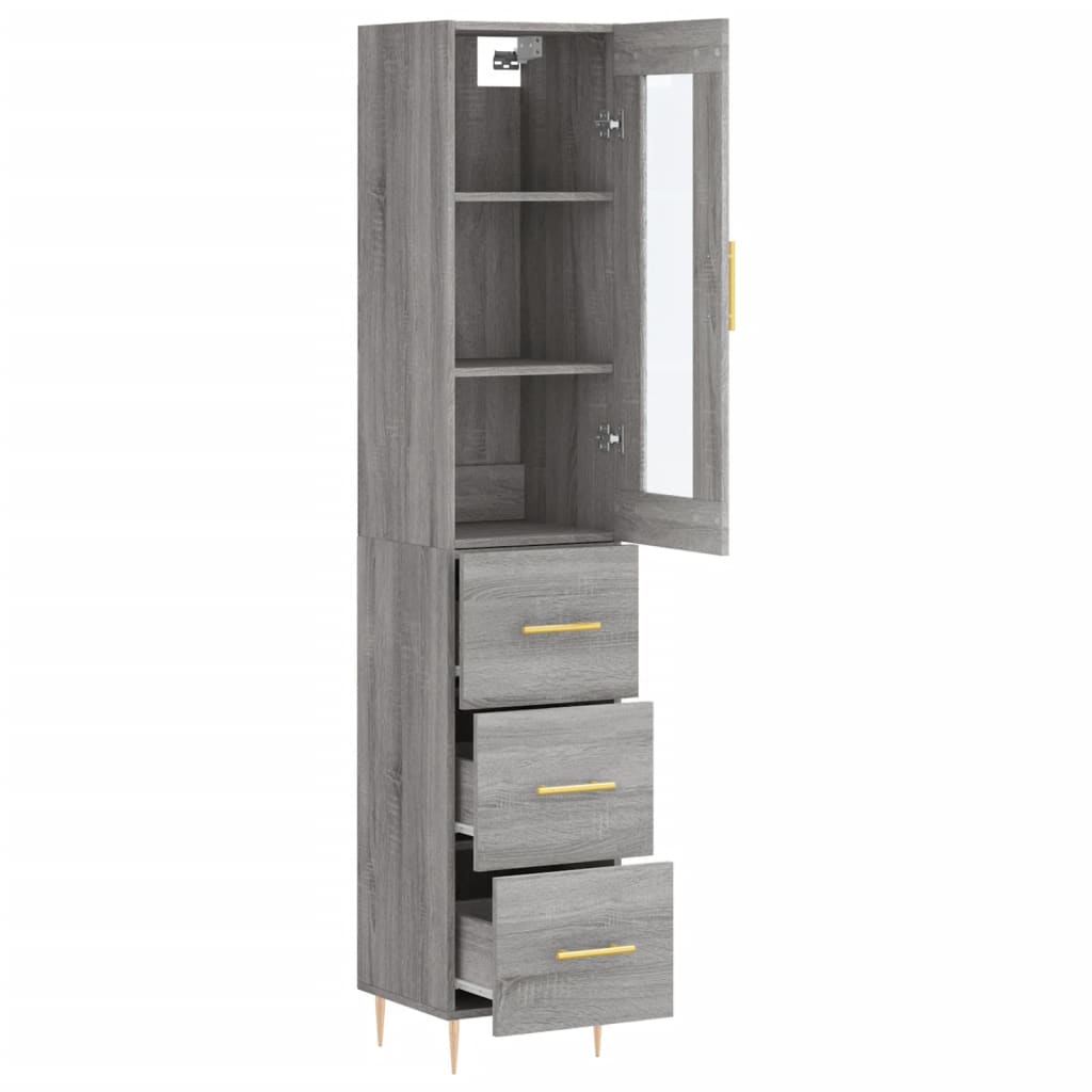Hoge Kast 34,5X34X180 Cm Bewerkt Hout Grijs Sonoma Eikenkleurig