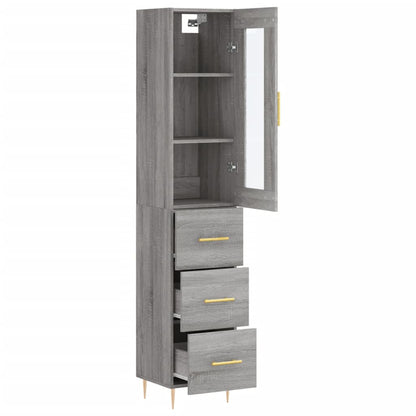 Hoge Kast 34,5X34X180 Cm Bewerkt Hout Grijs Sonoma Eikenkleurig