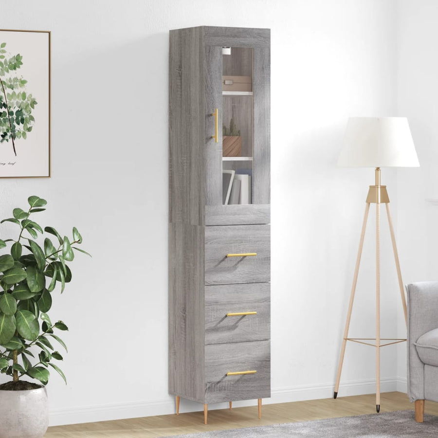 Hoge Kast 34,5X34X180 Cm Bewerkt Hout Grijs Sonoma Eikenkleurig