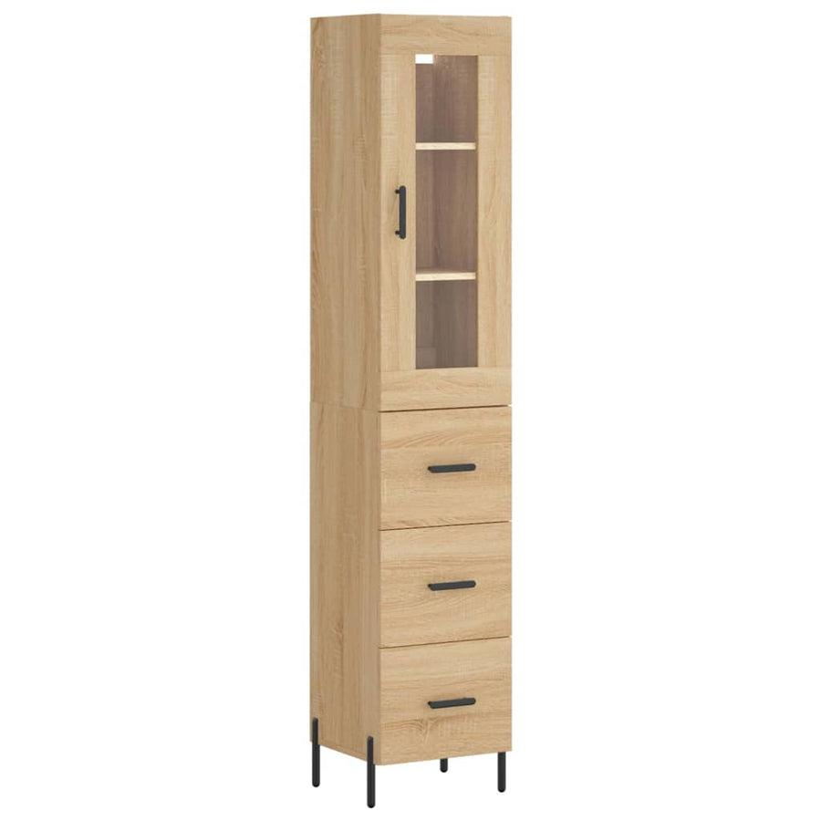 Hoge Kast 34,5X34X180 Cm Bewerkt Hout Kleurig Sonoma eiken