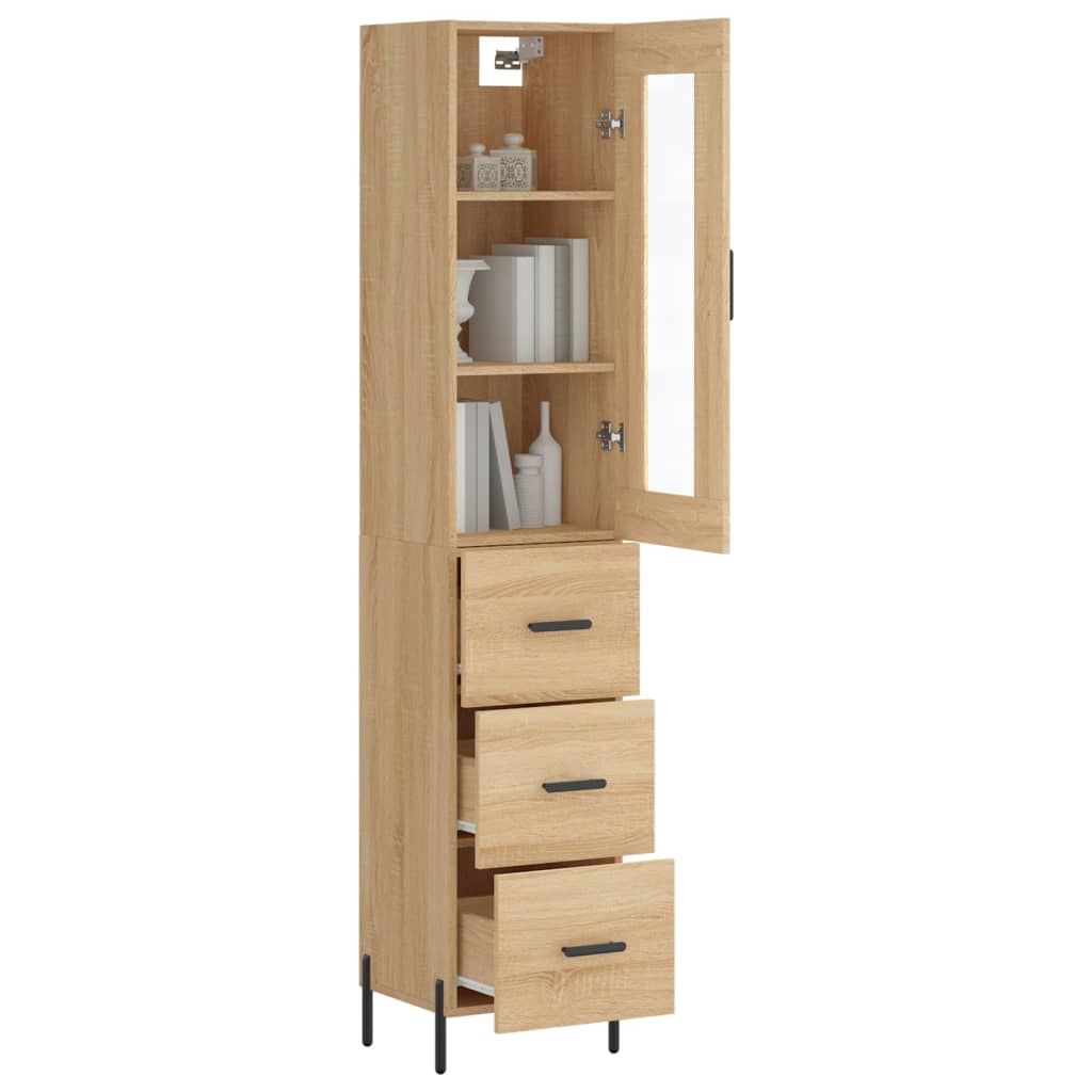 Hoge Kast 34,5X34X180 Cm Bewerkt Hout Kleurig Sonoma eiken