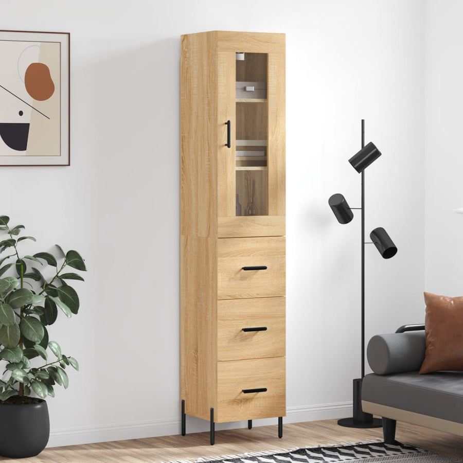 Hoge Kast 34,5X34X180 Cm Bewerkt Hout Kleurig Sonoma eiken