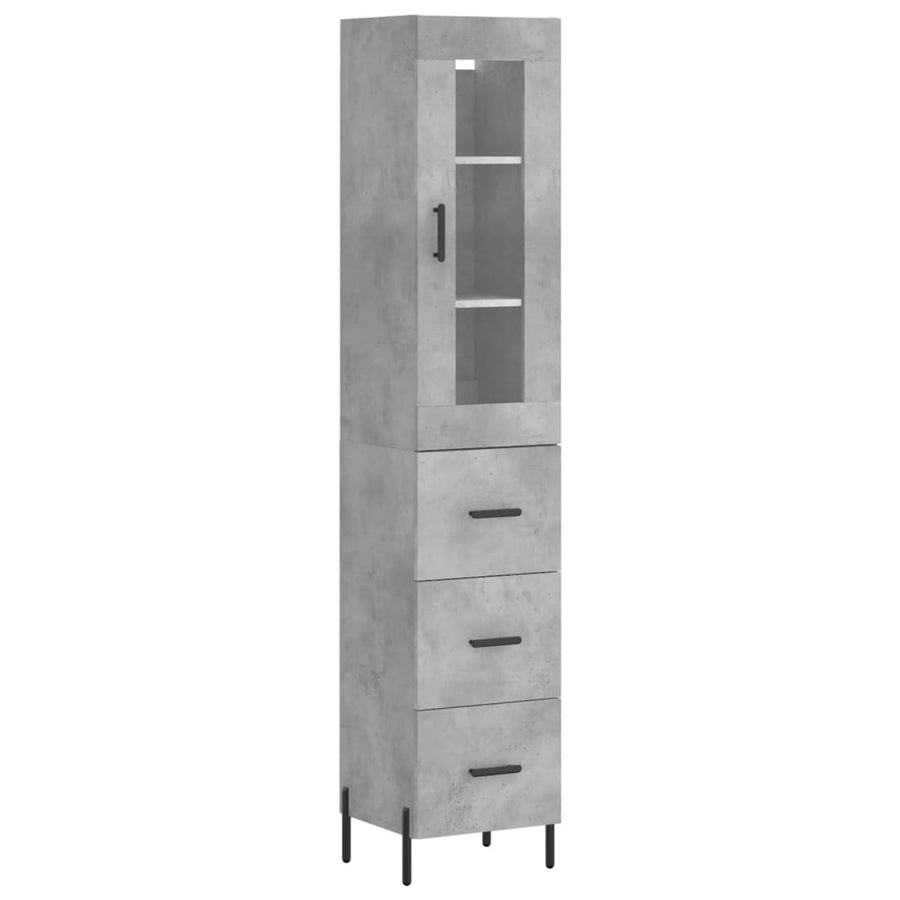 Hoge Kast 34,5X34X180 Cm Bewerkt Hout Betongrijs