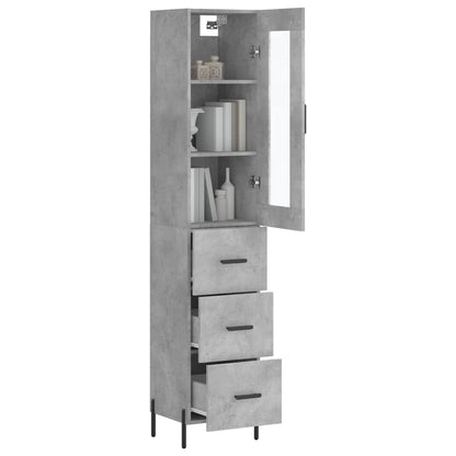 Hoge Kast 34,5X34X180 Cm Bewerkt Hout Betongrijs