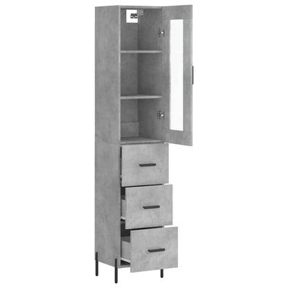 Hoge Kast 34,5X34X180 Cm Bewerkt Hout Betongrijs