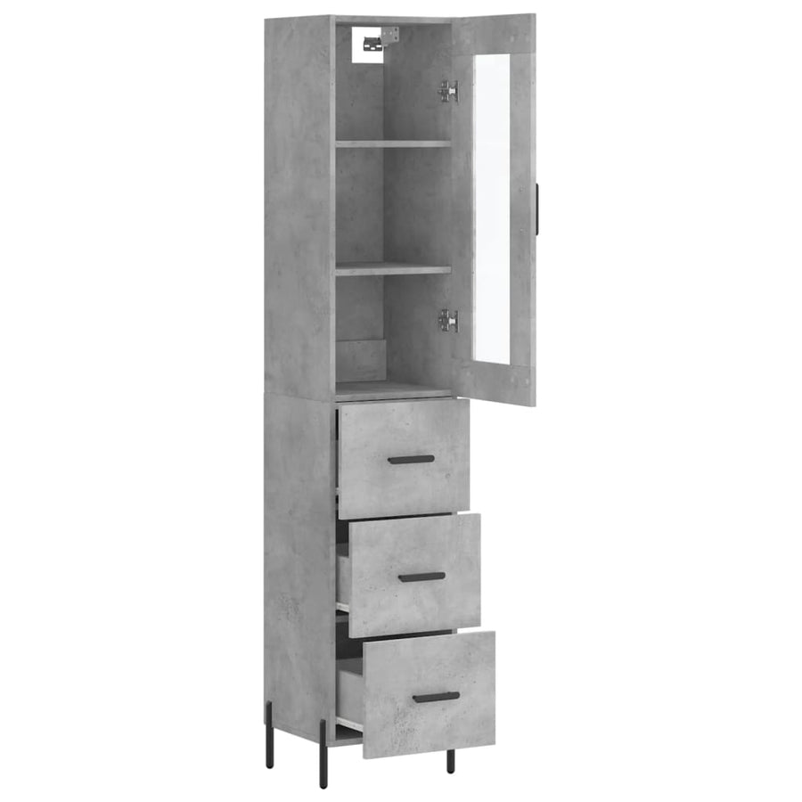 Hoge Kast 34,5X34X180 Cm Bewerkt Hout Betongrijs
