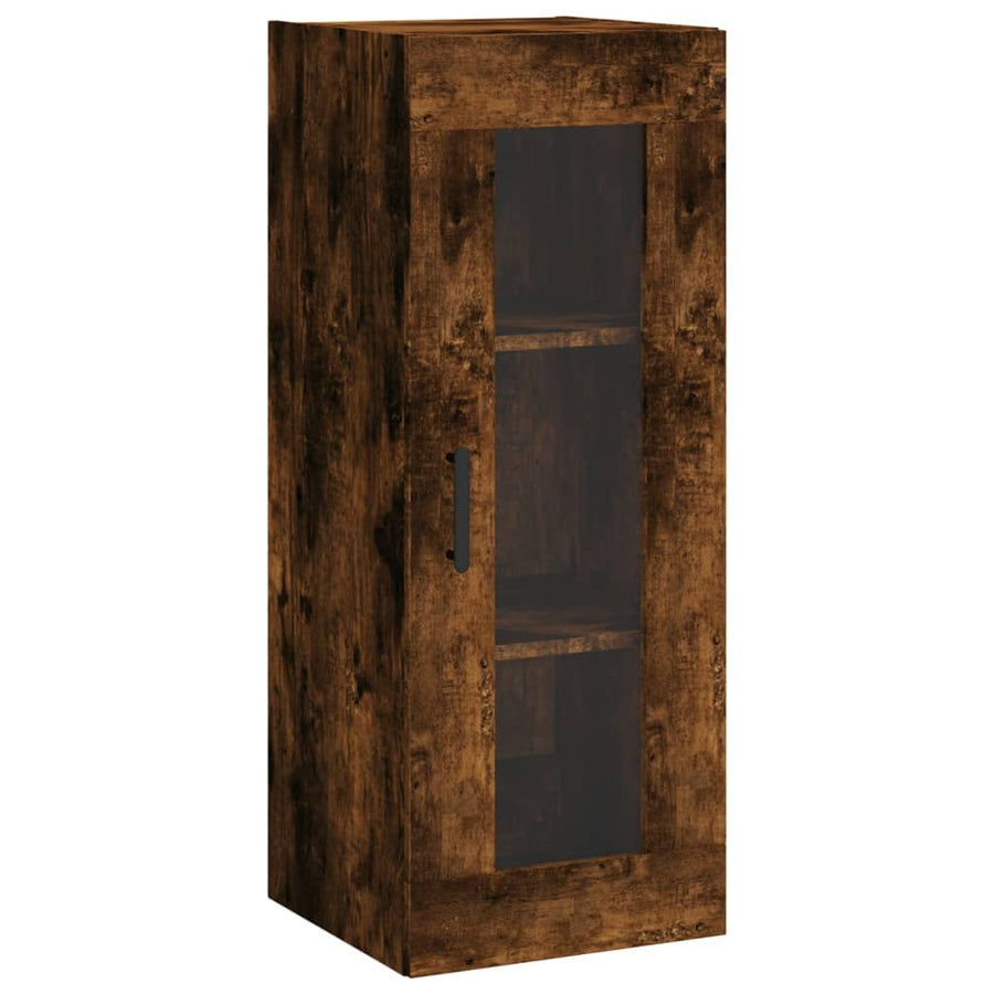 Hoge Kast 34,5X34X180 Cm Bewerkt Hout Gerookt Eikenkleurig