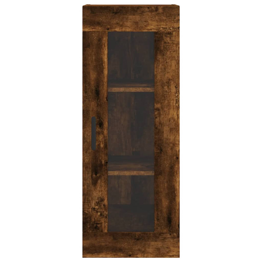 Hoge Kast 34,5X34X180 Cm Bewerkt Hout Gerookt Eikenkleurig