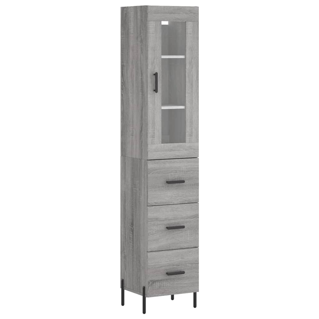 Hoge Kast 34,5X34X180 Cm Bewerkt Hout Grijs Sonoma Eikenkleurig