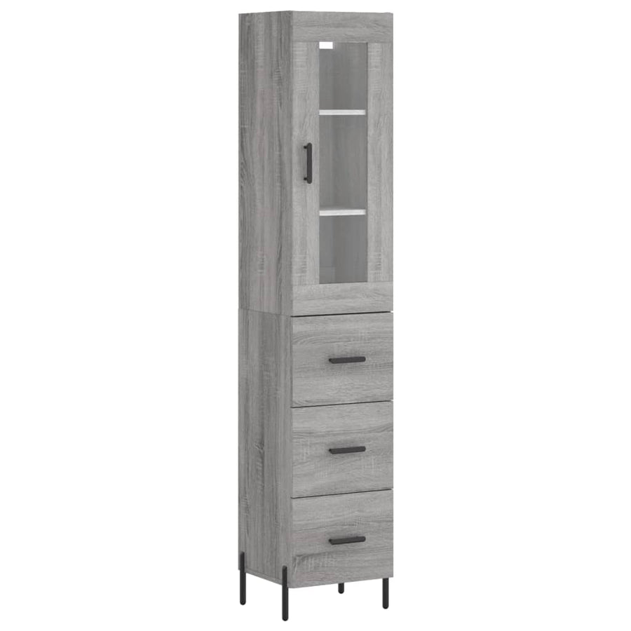 Hoge Kast 34,5X34X180 Cm Bewerkt Hout Grijs Sonoma Eikenkleurig