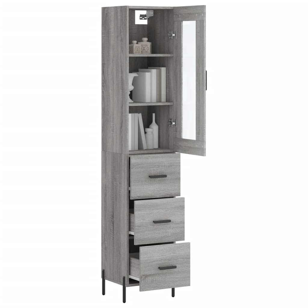 Hoge Kast 34,5X34X180 Cm Bewerkt Hout Grijs Sonoma Eikenkleurig