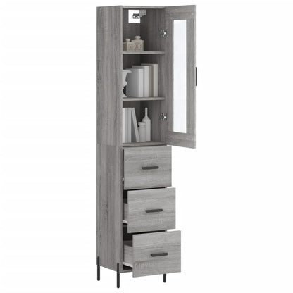 Hoge Kast 34,5X34X180 Cm Bewerkt Hout Grijs Sonoma Eikenkleurig