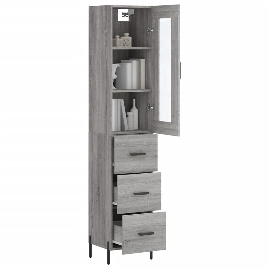 Hoge Kast 34,5X34X180 Cm Bewerkt Hout Grijs Sonoma Eikenkleurig