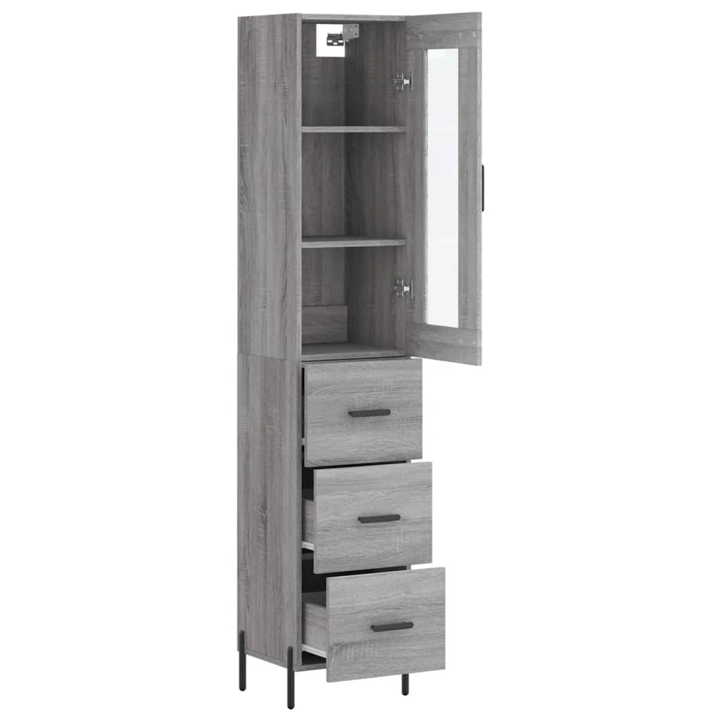 Hoge Kast 34,5X34X180 Cm Bewerkt Hout Grijs Sonoma Eikenkleurig
