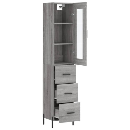Hoge Kast 34,5X34X180 Cm Bewerkt Hout Grijs Sonoma Eikenkleurig