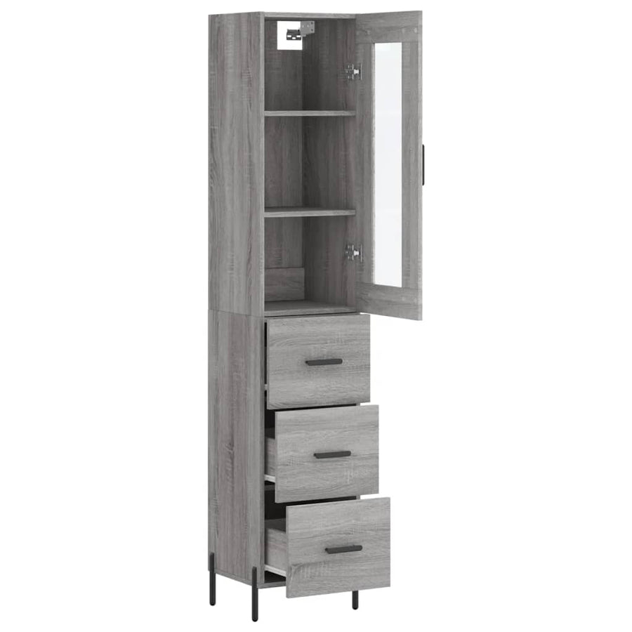 Hoge Kast 34,5X34X180 Cm Bewerkt Hout Grijs Sonoma Eikenkleurig