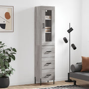 Hoge kast 34,5x34x180 cm bewerkt hout grijs sonoma