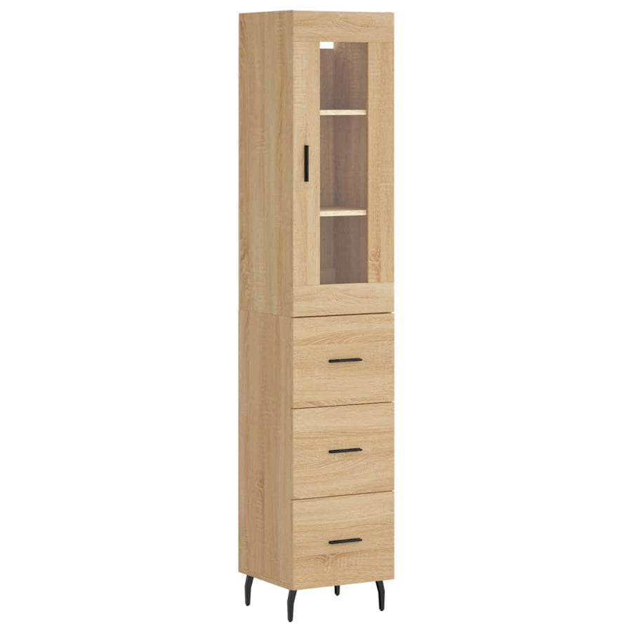 Hoge Kast 34,5X34X180 Cm Bewerkt Hout Kleurig Sonoma eiken