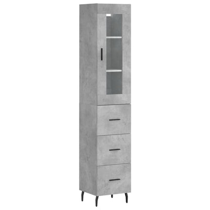 Hoge Kast 34,5X34X180 Cm Bewerkt Hout Betongrijs