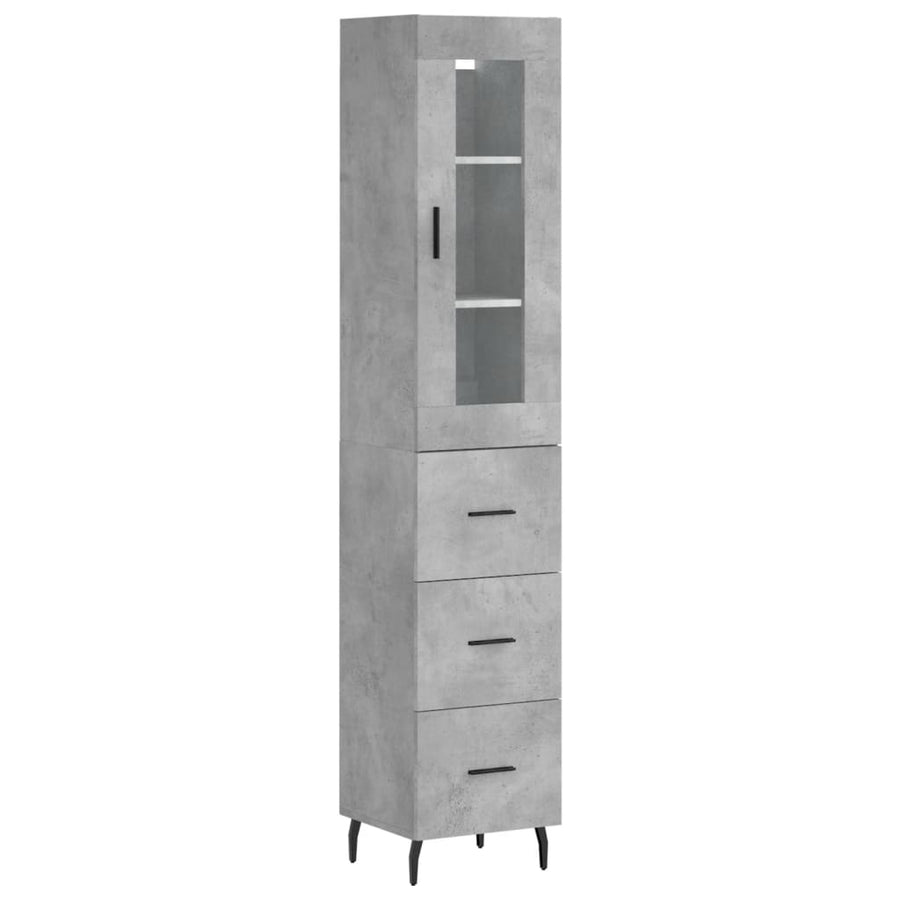 Hoge Kast 34,5X34X180 Cm Bewerkt Hout Betongrijs