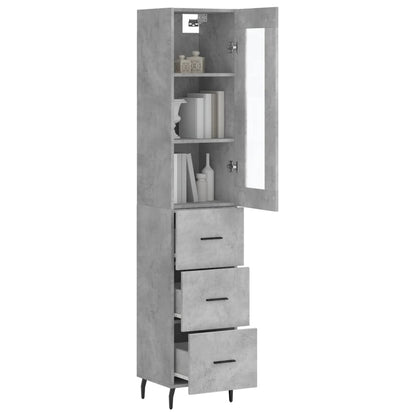 Hoge Kast 34,5X34X180 Cm Bewerkt Hout Betongrijs