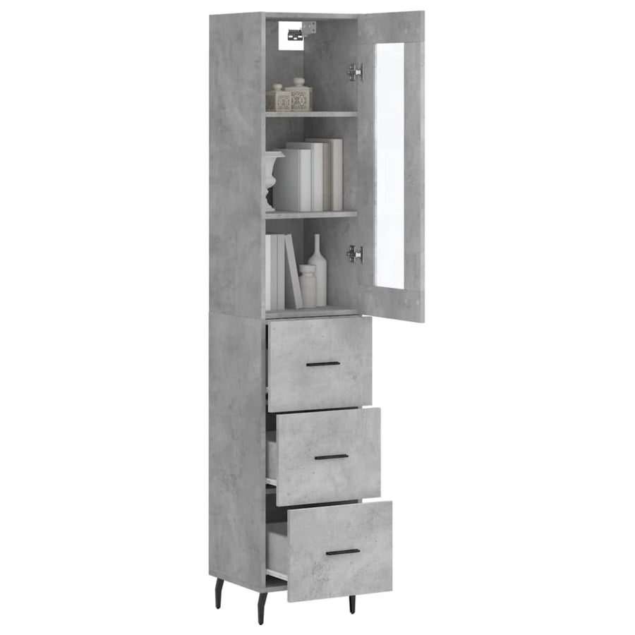 Hoge Kast 34,5X34X180 Cm Bewerkt Hout Betongrijs