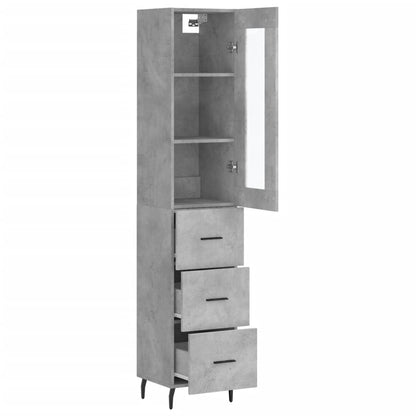 Hoge Kast 34,5X34X180 Cm Bewerkt Hout Betongrijs