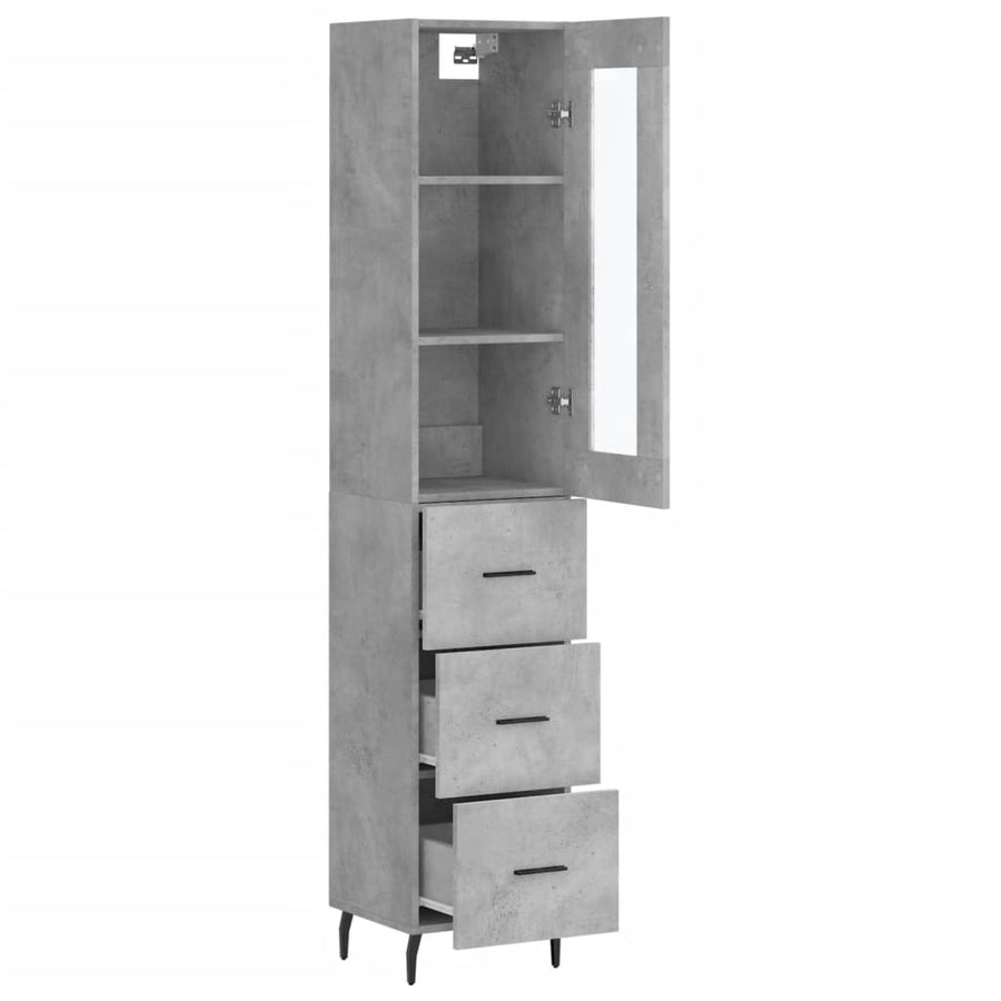 Hoge Kast 34,5X34X180 Cm Bewerkt Hout Betongrijs