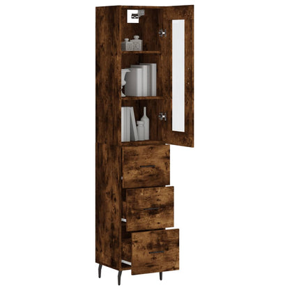 Hoge Kast 34,5X34X180 Cm Bewerkt Hout Kleurig Gerookt eiken
