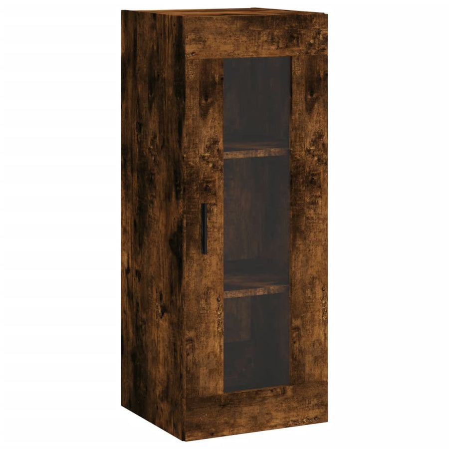 Hoge Kast 34,5X34X180 Cm Bewerkt Hout Kleurig Gerookt eiken