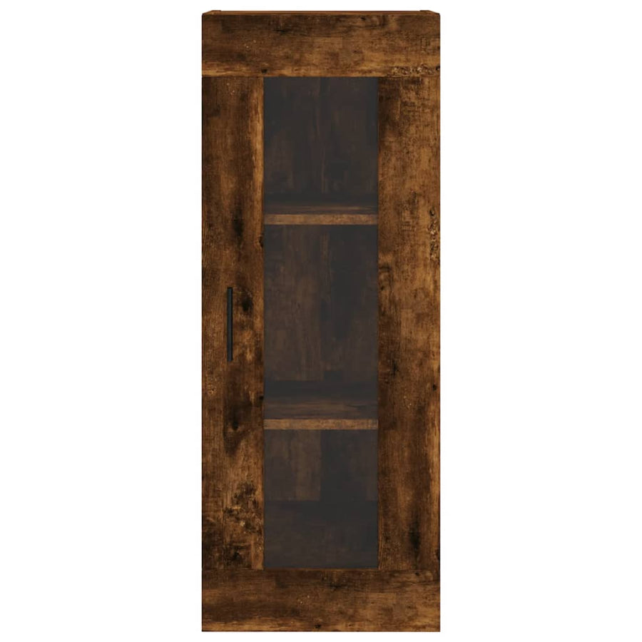 Hoge Kast 34,5X34X180 Cm Bewerkt Hout Kleurig Gerookt eiken